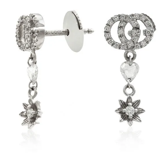 Original Gucci Ladies Flower And Double G Earrings With Diamonds JMS always Earrings Original Gucci Ladies Flower And Double G Earrings With Diamonds JMS always Earrings