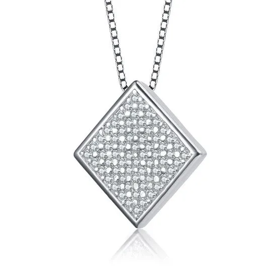 Original Megan Walford Sterling Silver Round Cubic Zirconia Square Pendant Necklace JMS always Necklaces Original Megan Walford Sterling Silver Round Cubic Zirconia Square Pendant Necklace JMS always Necklaces