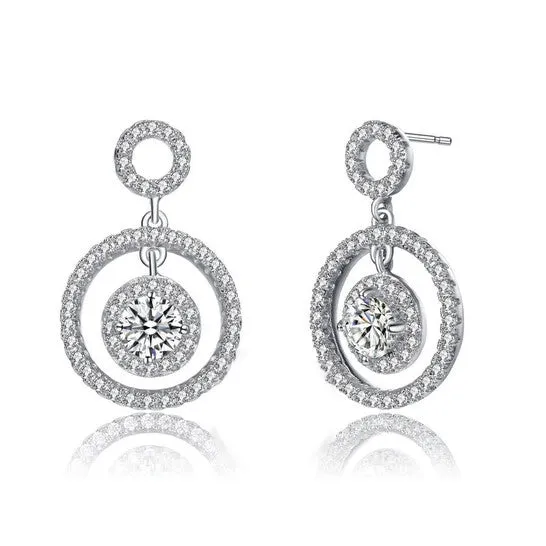 Original Megan Walford Sterling Silver Round Cubic Zirconia Three Halo Drop Earrings JMS always Earrings Original Megan Walford Sterling Silver Round Cubic Zirconia Three Halo Drop Earrings JMS always Earrings