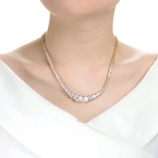 Original Megan Walford Sterling Silver with Gold Plated and Clear Cubic Zirconia Tennis Necklace JMS always Necklaces Original Megan Walford Sterling Silver with Gold Plated and Clear Cubic Zirconia Tennis Necklace JMS always Necklaces