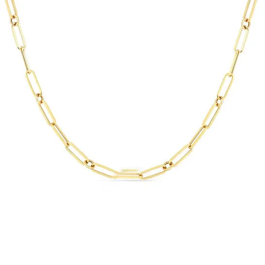 Original Roberto Coin 18k Yellow Gold Fine Paperclip Chain 22 Inch 5310167AY220 JMS always PreStyled Sets Original Roberto Coin 18k Yellow Gold Fine Paperclip Chain 22 Inch 5310167AY220 JMS always PreStyled Sets