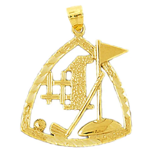 PreStyled Sets 14K Gold 25MM 1 Golf Pendant Goldia