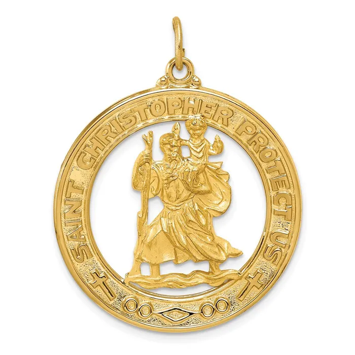 PreStyled Sets 14k Yellow Gold Saint Christopher Medal Pendant Goldia