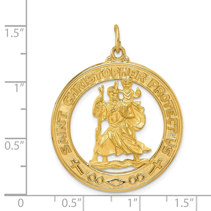 PreStyled Sets 14k Yellow Gold Saint Christopher Medal Pendant Goldia