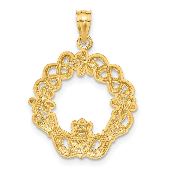 PreStyled Sets Goldia 14k Yellow Rhodium Gold Rhodium Claddagh Pendant