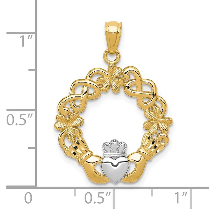 PreStyled Sets Goldia 14k Yellow Rhodium Gold Rhodium Claddagh Pendant