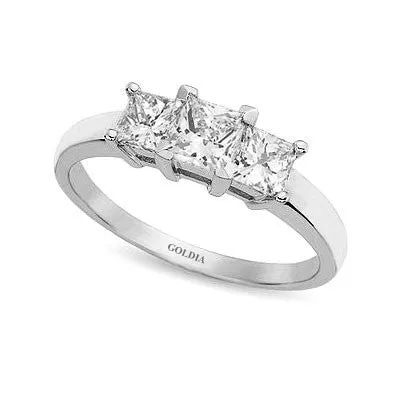 Rings 1 12 ct Princess Cut Diamond White Gold Threestone Engagement Ring Goldia Rings 1 12 ct Princess Cut Diamond White Gold Threestone Engagement Ring Goldia