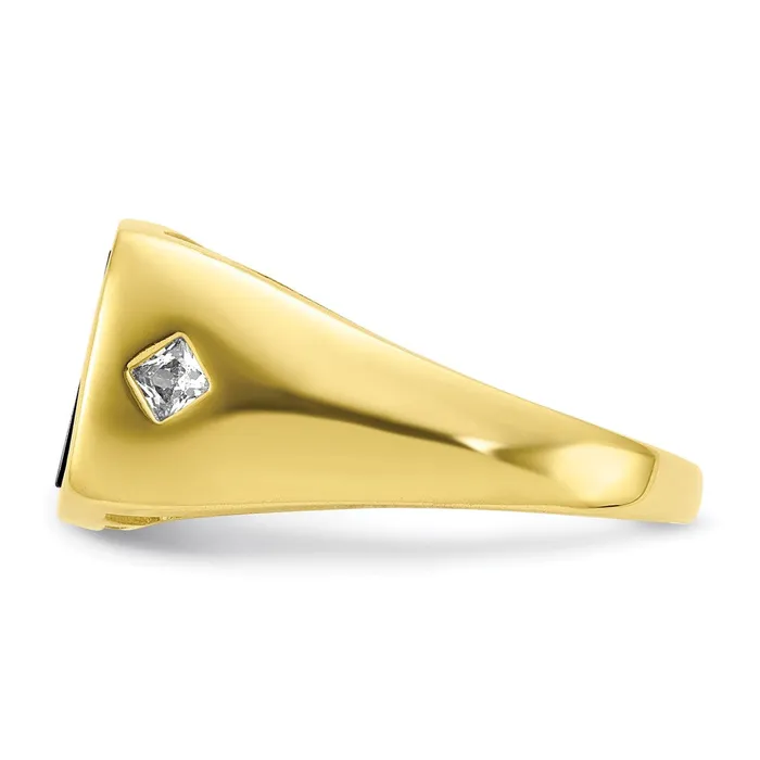 Rings 10K Yellow Gold CZ and Onyx MenS Ring Goldia