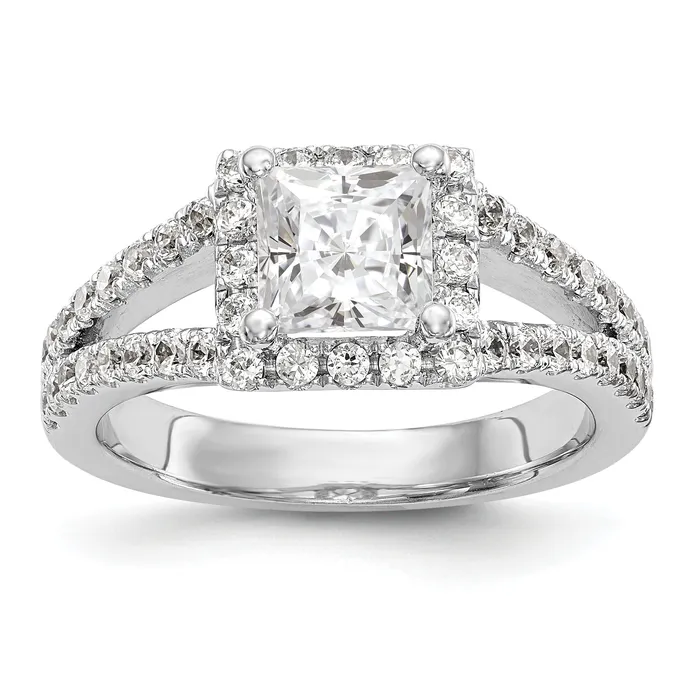 Rings 14K White Gold Diamond Princess CZ Square Halo Engagement Ring Goldiacom Rings 14K White Gold Diamond Princess CZ Square Halo Engagement Ring Goldiacom