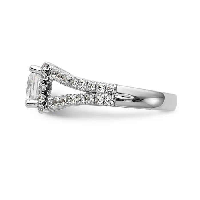 Rings 14K White Gold Diamond Princess CZ Square Halo Engagement Ring Goldiacom