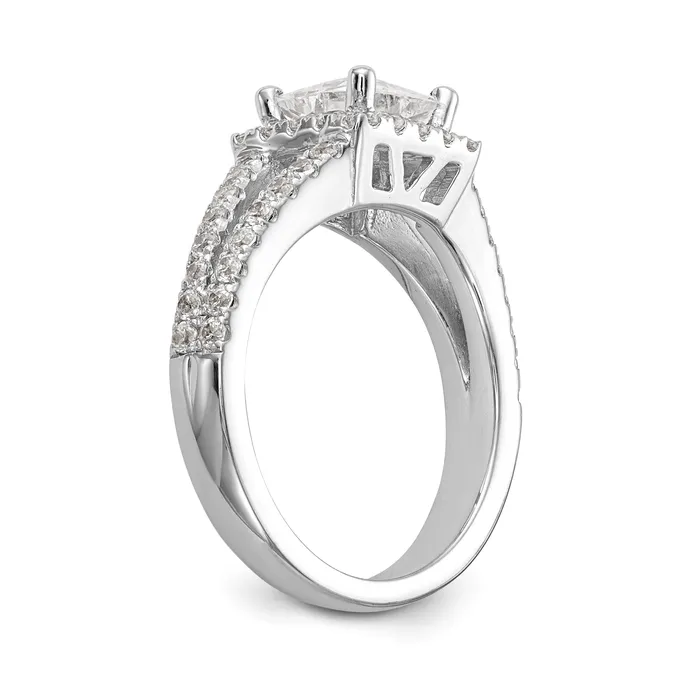 Rings 14K White Gold Diamond Princess CZ Square Halo Engagement Ring Goldiacom