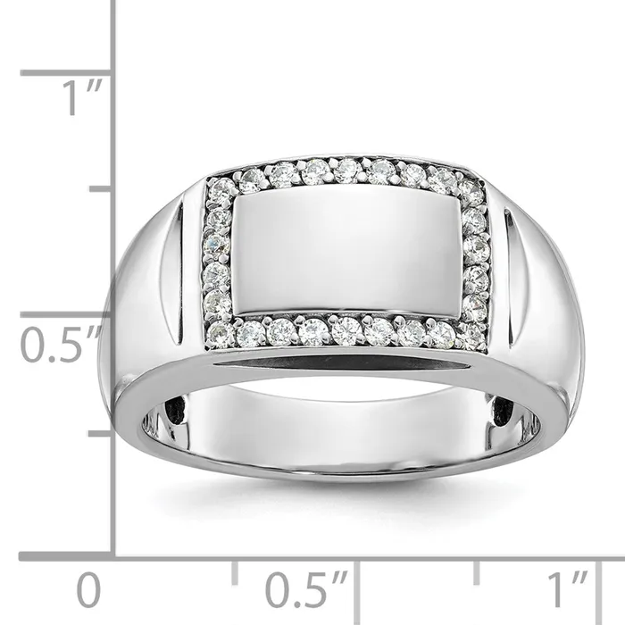 Rings 14k White Gold Mens Polished and Satin 38 carat Diamond Complete Ring Goldia