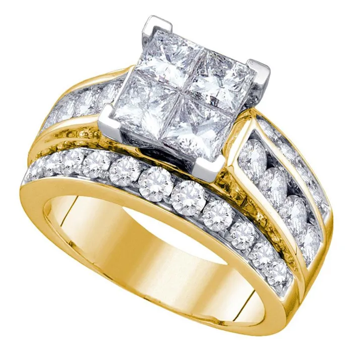 Rings 14k Yellow Gold Princess Diamond Cluster Bridal Engagement Ring 312 Cttw gndatlanta Rings 14k Yellow Gold Princess Diamond Cluster Bridal Engagement Ring 312 Cttw gndatlanta