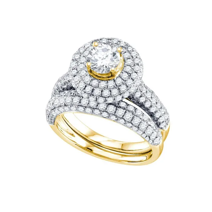 Rings 14k Yellow Gold Round Diamond Bridal Wedding Ring Set 215 Cttw gndatlanta Rings 14k Yellow Gold Round Diamond Bridal Wedding Ring Set 215 Cttw gndatlanta