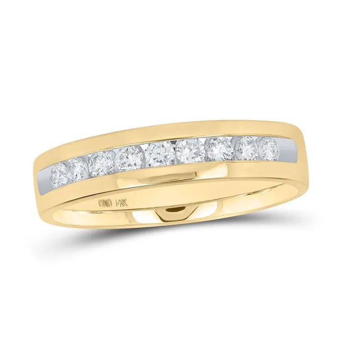 Rings 14k Yellow Gold Round Diamond Single Row Channelset Wedding Band Ring 12 Cttw gndatlanta Rings 14k Yellow Gold Round Diamond Single Row Channelset Wedding Band Ring 12 Cttw gndatlanta