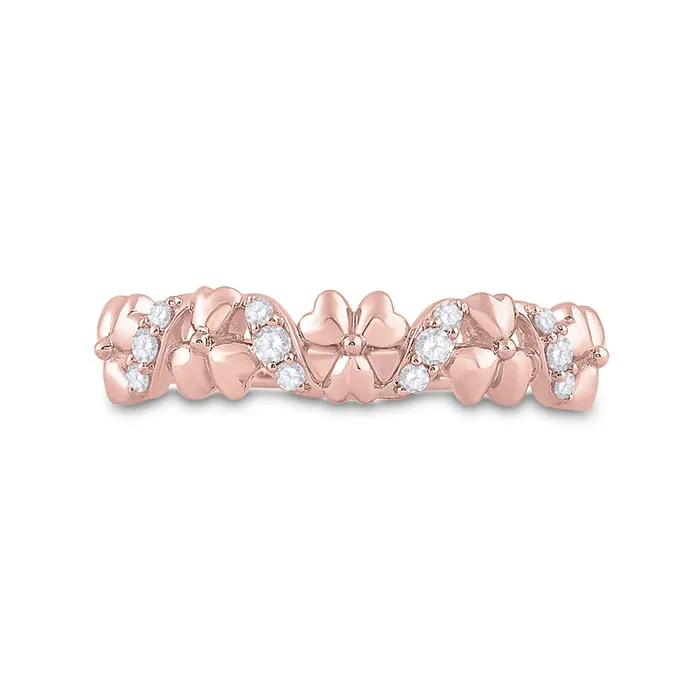 Rings gndatlanta 10k Rose Gold Round Diamond Flower Band Ring 18 Cttw