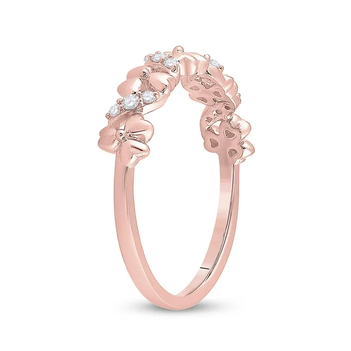 Rings gndatlanta 10k Rose Gold Round Diamond Flower Band Ring 18 Cttw