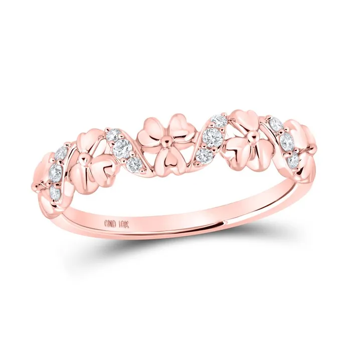 Rings gndatlanta 10k Rose Gold Round Diamond Flower Band Ring 18 Cttw