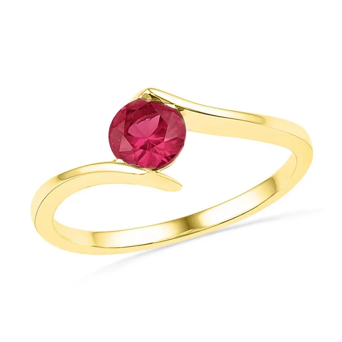 Rings gndatlanta 10k Yellow Gold Round Created Ruby Solitaire Ring 34 Cttw