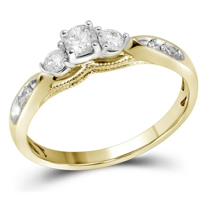Rings gndatlanta 10k Yellow Gold Round Diamond 3stone Bridal Engagement Ring 38 Cttw Rings gndatlanta 10k Yellow Gold Round Diamond 3stone Bridal Engagement Ring 38 Cttw