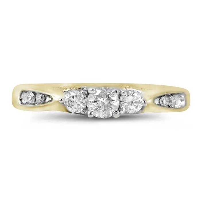 Rings gndatlanta 10k Yellow Gold Round Diamond 3stone Bridal Engagement Ring 38 Cttw