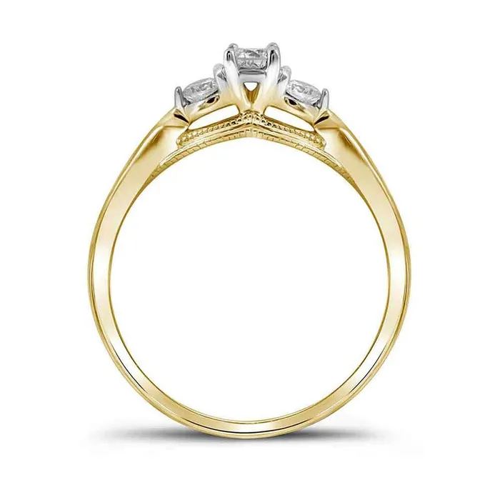 Rings gndatlanta 10k Yellow Gold Round Diamond 3stone Bridal Engagement Ring 38 Cttw