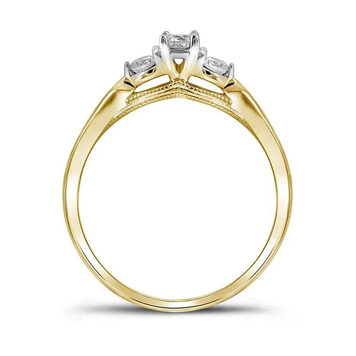Rings gndatlanta 10k Yellow Gold Round Diamond 3stone Bridal Engagement Ring 38 Cttw