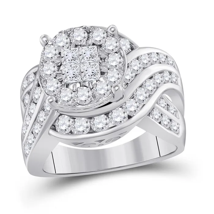 Rings gndatlanta 14k White Gold Princess Diamond Cluster Bridal Engagement Ring 212 Cttw Rings gndatlanta 14k White Gold Princess Diamond Cluster Bridal Engagement Ring 212 Cttw