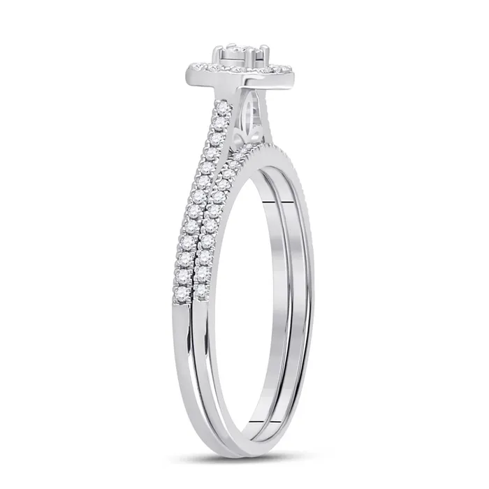Rings gndatlanta 14k White Gold Round Diamond Oval Bridal Wedding Ring Set 13 Cttw