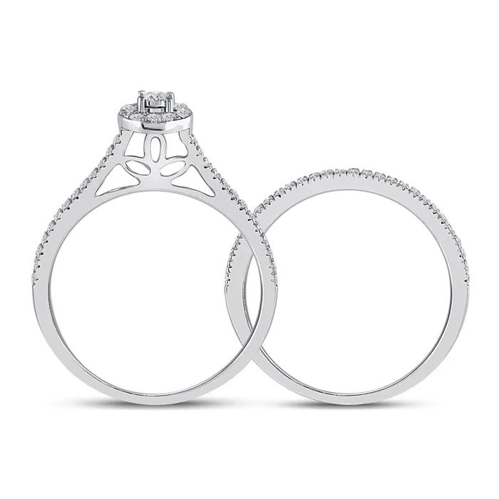 Rings gndatlanta 14k White Gold Round Diamond Oval Bridal Wedding Ring Set 13 Cttw