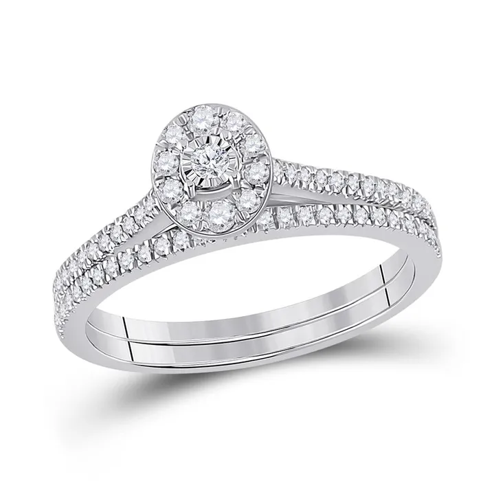 Rings gndatlanta 14k White Gold Round Diamond Oval Bridal Wedding Ring Set 13 Cttw