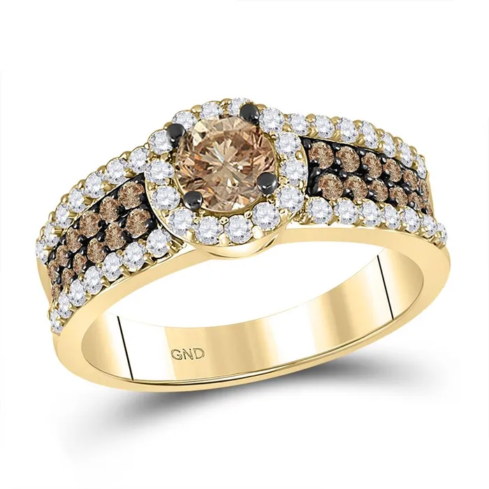 Rings gndatlanta 14k Yellow Gold Round Brown Diamond Solitaire Bridal Engagement Ring 114 Cttw Rings gndatlanta 14k Yellow Gold Round Brown Diamond Solitaire Bridal Engagement Ring 114 Cttw