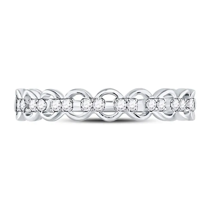 Rings gndatlanta 14kt White Gold Round Diamond Link Stackable Band Ring 18 Cttw Rings gndatlanta 14kt White Gold Round Diamond Link Stackable Band Ring 18 Cttw