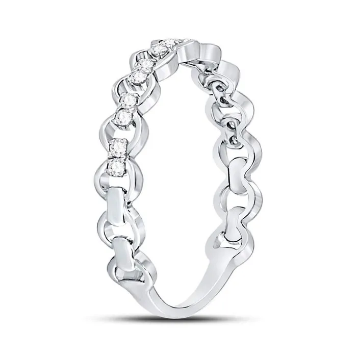 Rings gndatlanta 14kt White Gold Round Diamond Link Stackable Band Ring 18 Cttw