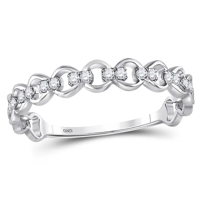 Rings gndatlanta 14kt White Gold Round Diamond Link Stackable Band Ring 18 Cttw