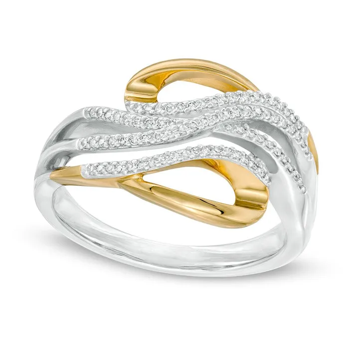 Rings Goldia 017 CT TW Natural Diamond Wave Looped Ring in Sterling Silver and Solid 10K Yellow Gold Rings Goldia 017 CT TW Natural Diamond Wave Looped Ring in Sterling Silver and Solid 10K Yellow Gold