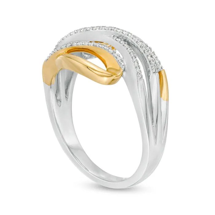 Rings Goldia 017 CT TW Natural Diamond Wave Looped Ring in Sterling Silver and Solid 10K Yellow Gold Rings Goldia 017 CT TW Natural Diamond Wave Looped Ring in Sterling Silver and Solid 10K Yellow Gold