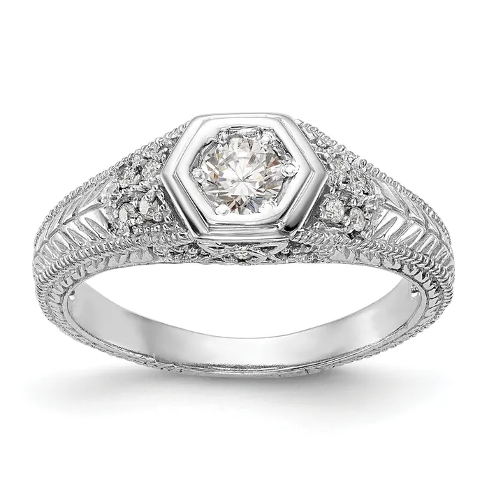 Rings Goldia 020ct CZ Solid Real 14K White Gold Engagement Ring