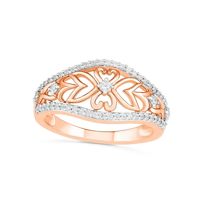 Rings Goldia 033 CT TW Natural Diamond Ornate Flower Ring in Solid 10K Rose Gold Rings Goldia 033 CT TW Natural Diamond Ornate Flower Ring in Solid 10K Rose Gold