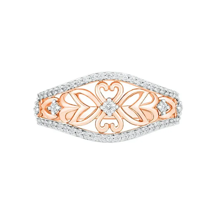 Rings Goldia 033 CT TW Natural Diamond Ornate Flower Ring in Solid 10K Rose Gold Rings Goldia 033 CT TW Natural Diamond Ornate Flower Ring in Solid 10K Rose Gold