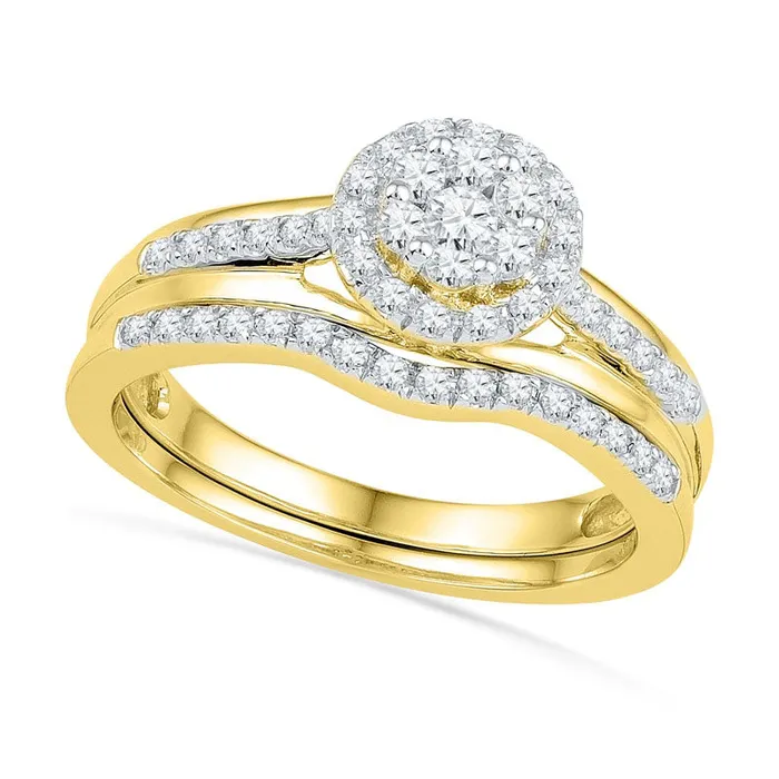Rings Goldia 050 CT TW Natural Diamond Cluster Frame Bridal Engagement Ring Set in Solid 10K Yellow Gold Rings Goldia 050 CT TW Natural Diamond Cluster Frame Bridal Engagement Ring Set in Solid 10K Yellow Gold