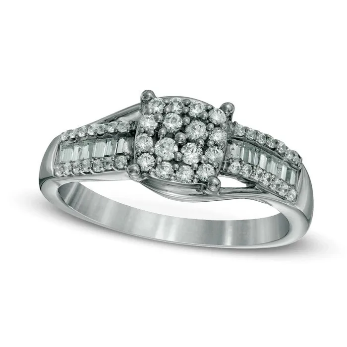Rings Goldia 050 CT TW Natural Diamond Ring in Solid 10K White Gold