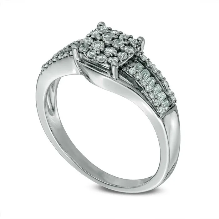 Rings Goldia 050 CT TW Natural Diamond Ring in Solid 10K White Gold Rings Goldia 050 CT TW Natural Diamond Ring in Solid 10K White Gold