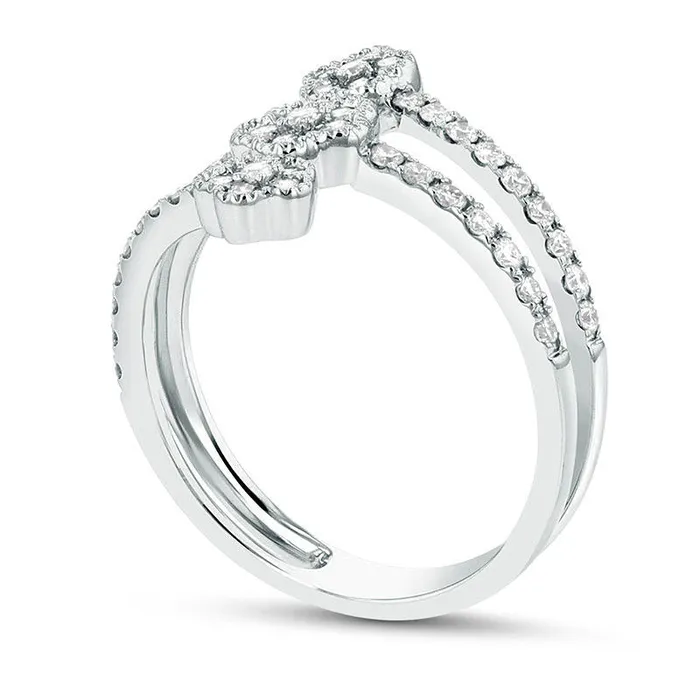 Rings Goldia 063 CT TW Composite Natural Diamond Triple Flower Antique VintageStyle Ring in Solid 18K White Gold GSI1 Rings Goldia 063 CT TW Composite Natural Diamond Triple Flower Antique VintageStyle Ring in Solid 18K White Gold GSI1