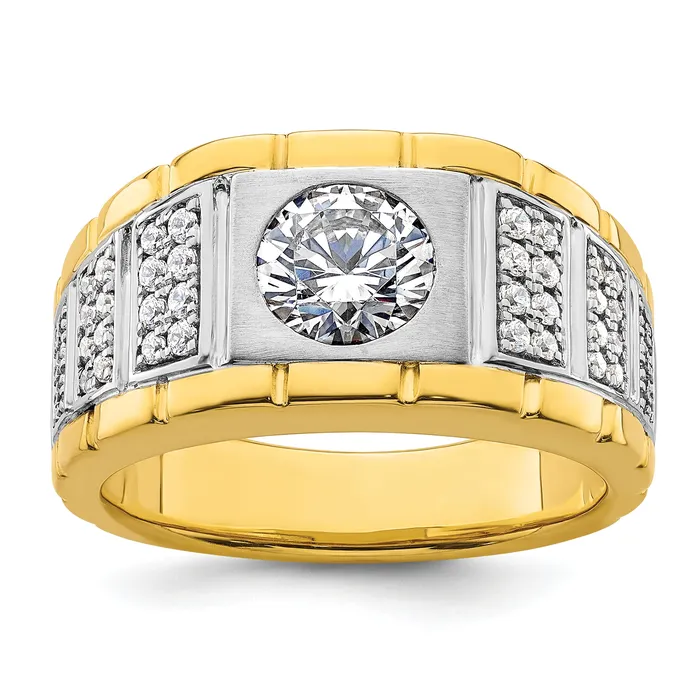 Rings Goldia 14k Twotone 1 58 Ct Lab Grown Diamond VSSI G Polished and Satin Mens Ring Rings Goldia 14k Twotone 1 58 Ct Lab Grown Diamond VSSI G Polished and Satin Mens Ring