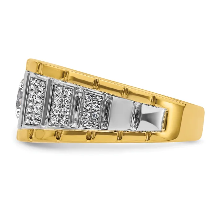 Rings Goldia 14k Twotone 1 58 Ct Lab Grown Diamond VSSI G Polished and Satin Mens Ring