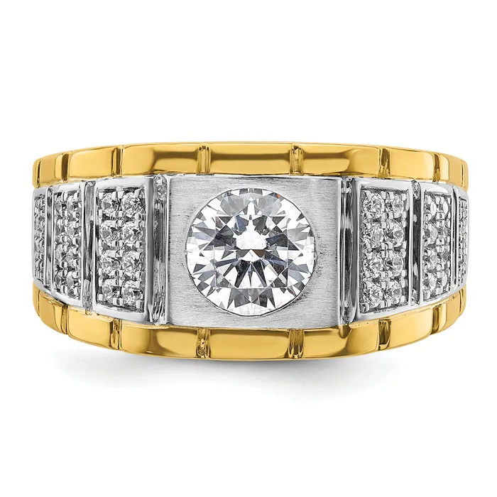 Rings Goldia 14k Twotone 1 58 Ct Lab Grown Diamond VSSI G Polished and Satin Mens Ring