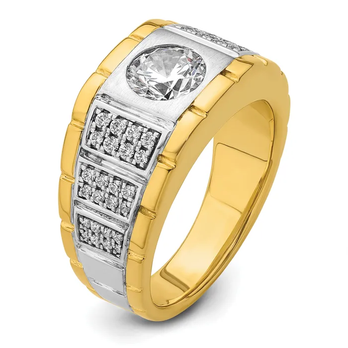 Rings Goldia 14k Twotone 1 58 Ct Lab Grown Diamond VSSI G Polished and Satin Mens Ring