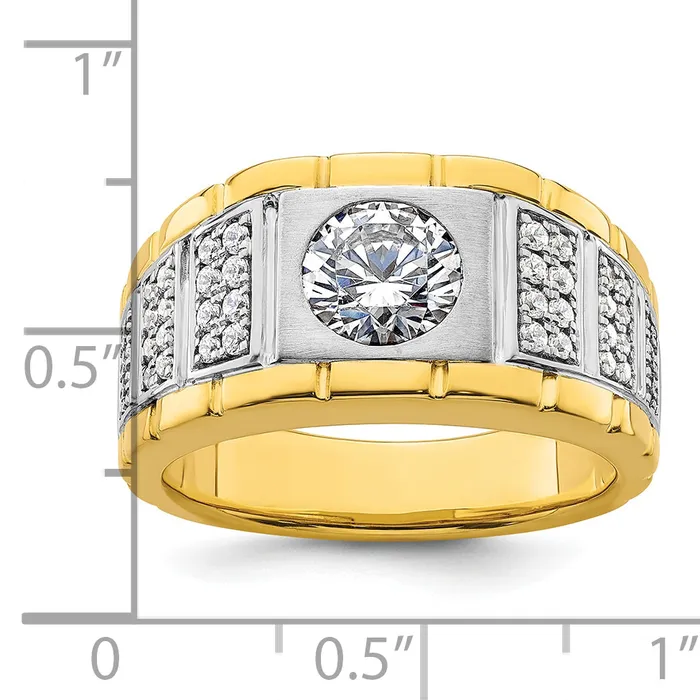 Rings Goldia 14k Twotone 1 58 Ct Lab Grown Diamond VSSI G Polished and Satin Mens Ring