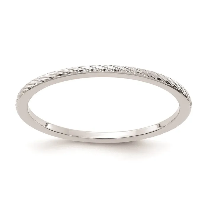 Rings Goldia 14K White Gold 12mm Twisted Wire Pattern Stackable Band